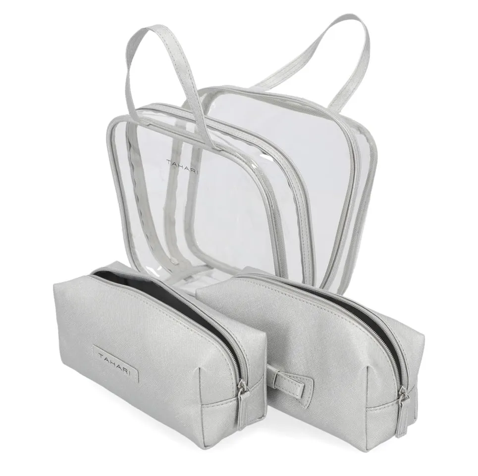 Tahari Clear Overnight Cosmetic Bag - 3 Pc