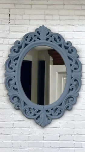 Taksha Decors Wooden Frame Mirror | Wooden Mirror | Wooden Frame | Living Room Mirror | Bathroom Mirror | Antique Mirror | 16 inches