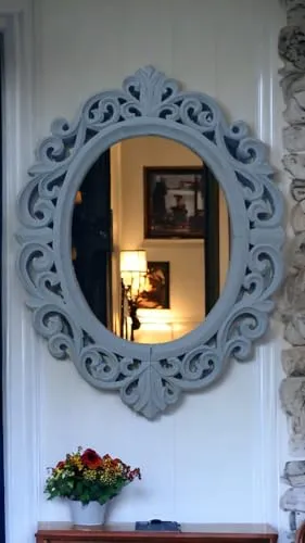 Taksha Decors Wooden Frame Mirror | Wooden Mirror | Wooden Frame | Living Room Mirror | Bathroom Mirror | Antique Mirror | 16 inches