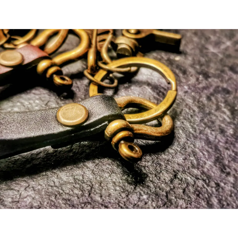Tannin-tanned Leather Brass Feather Key Holder