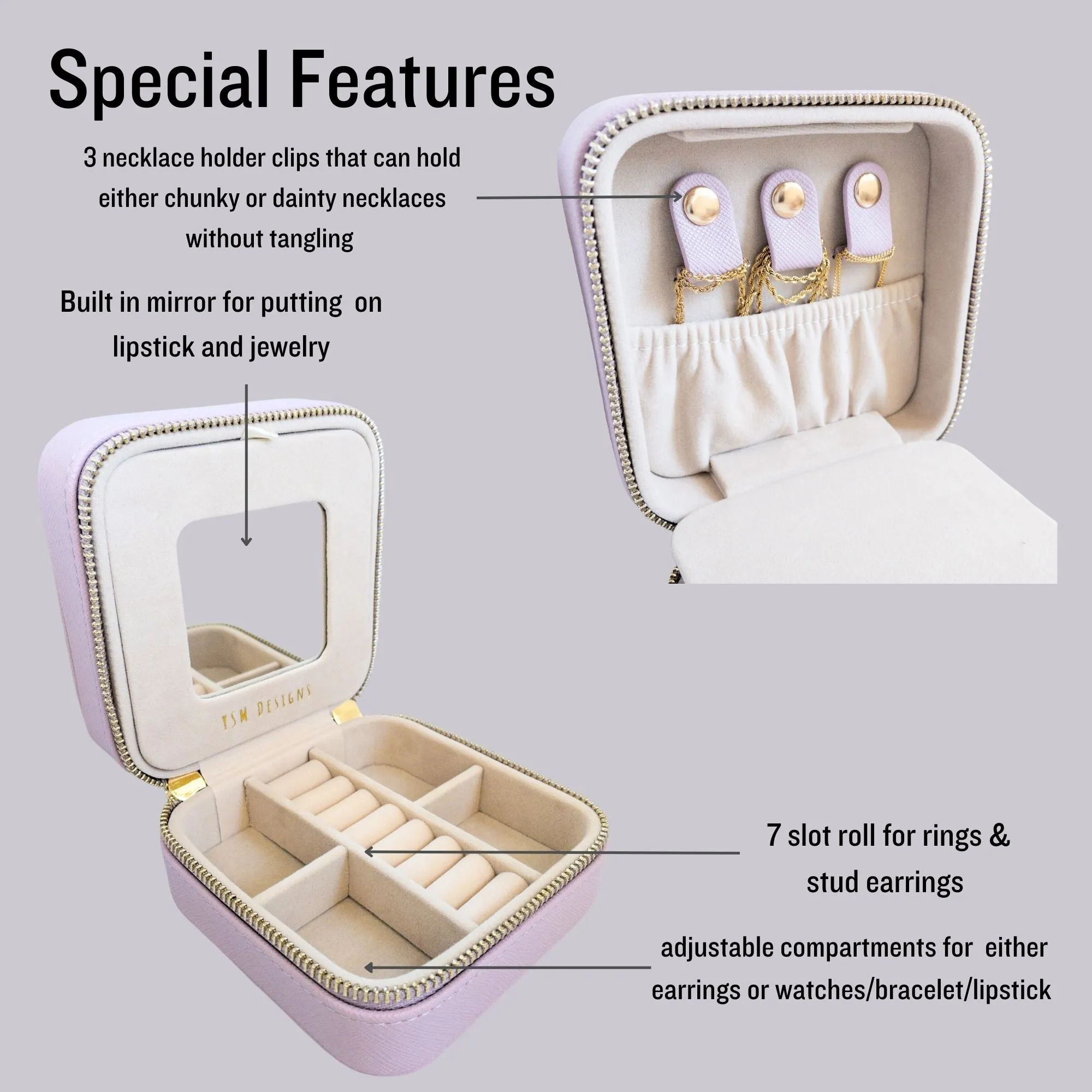 Vegan Leather Jewelry Organizer - Lilac Purple