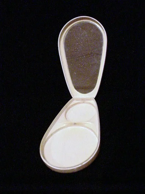 Vintage Pearl Celluloid Powder Rouge & Mirror Compact 1930's Rare