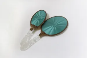 Vintage Teal Art Deco Vanity Set