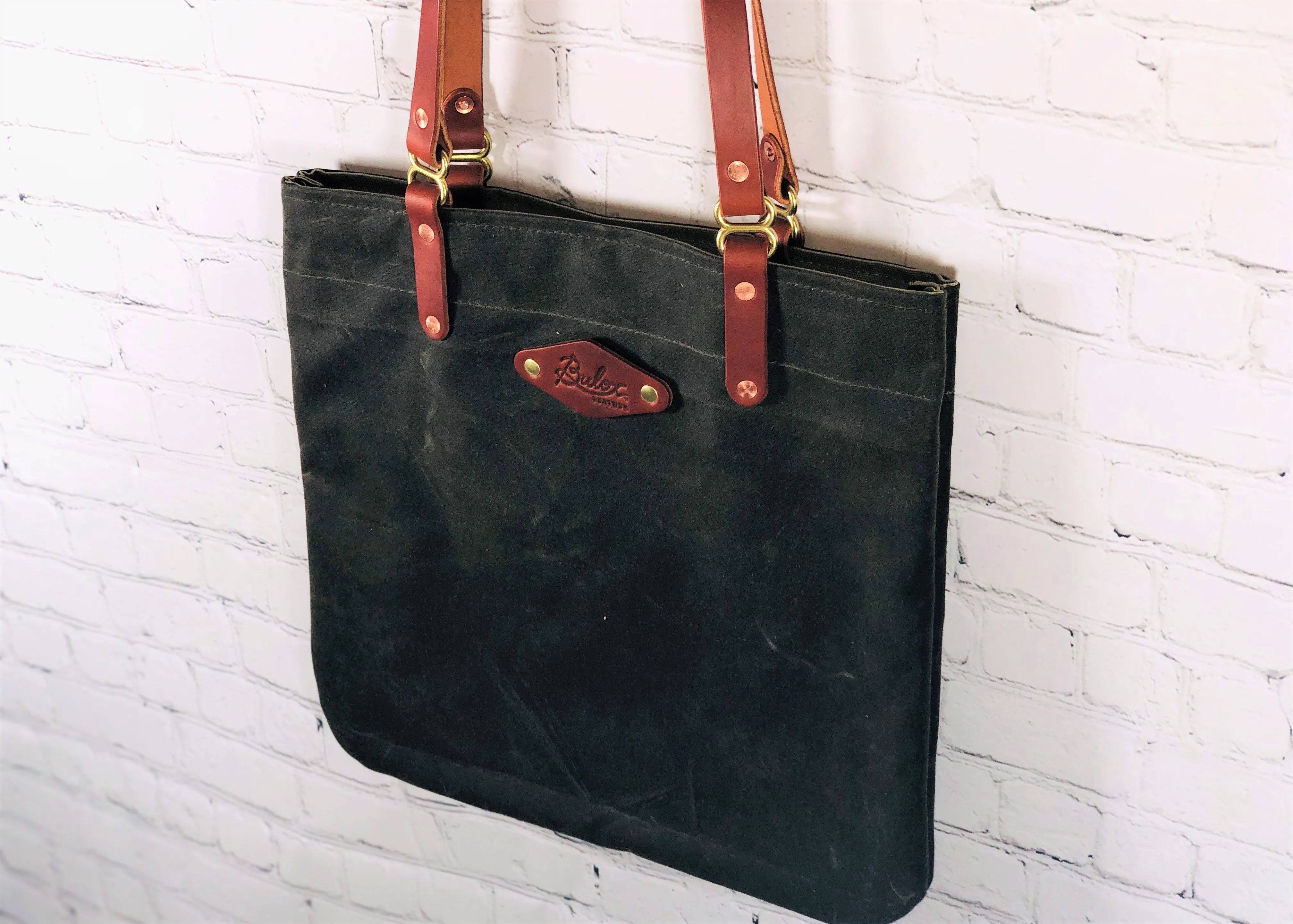 Waxed Canvas Flat Tote, Brown