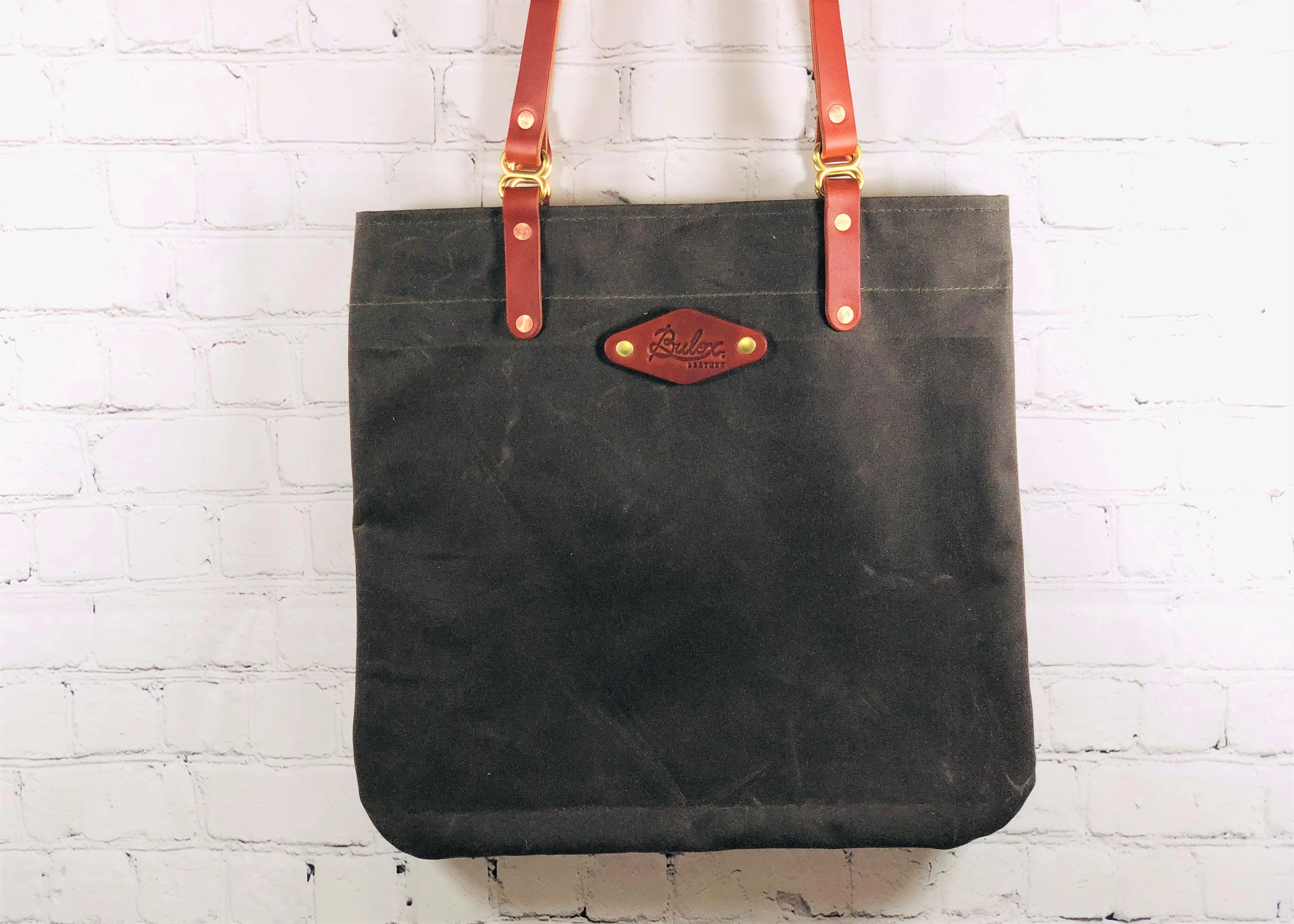 Waxed Canvas Flat Tote, Brown