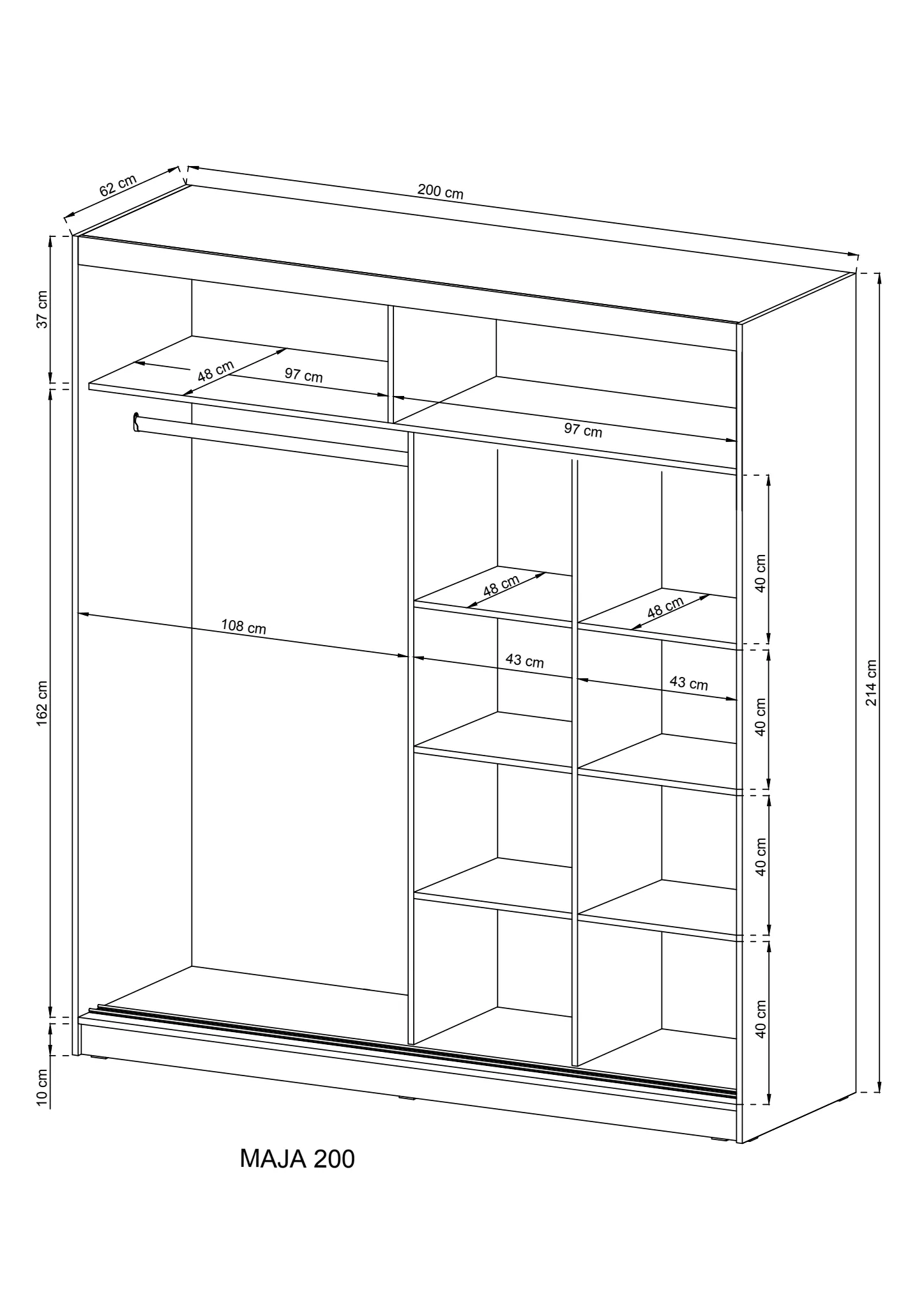 Wiki II Sliding Door Wardrobe 200cm