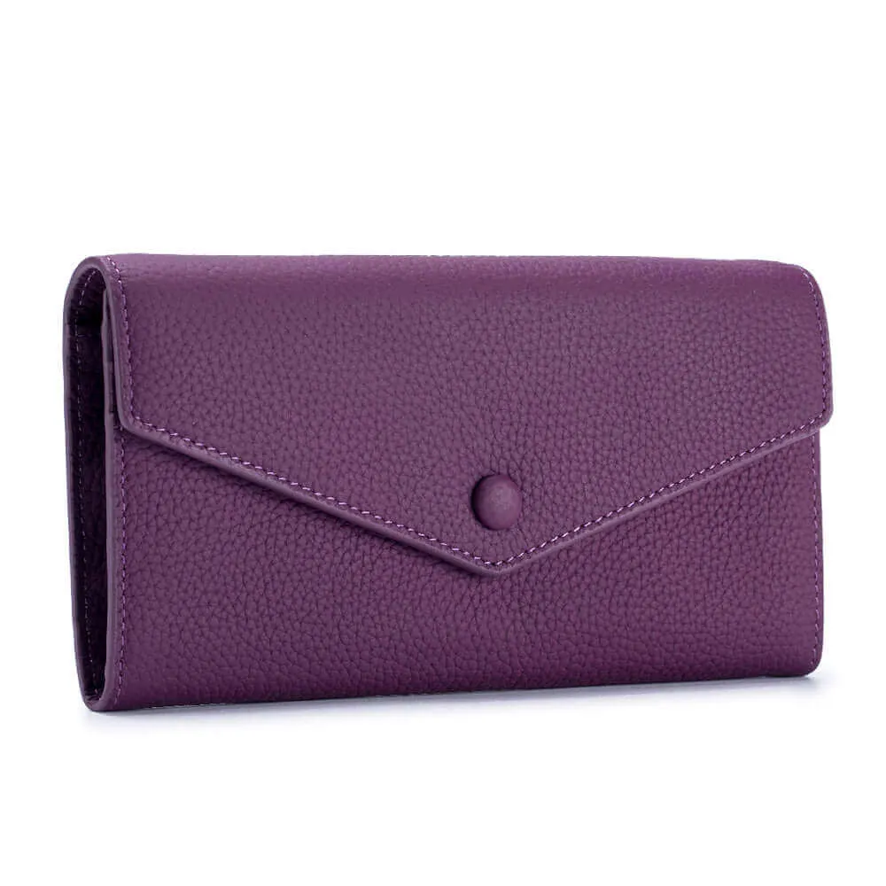 Women's Leather Bifold Envelope Wallet - Stylish and Spacious
