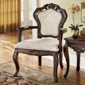 Wooden Twist Hand Craved Teak Wood Armchair ( Brown )