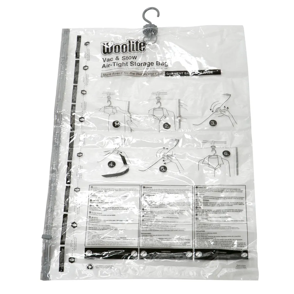 Woolite Vac-N-Stow Air-Tight Hanging Garment Bag, Large, 35x48 Inches